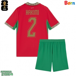 Marokko Achraf Hakimi #2 Replika Babytøj Hjemmebanesæt Børn VM 2026 Kortærmet (+ Korte bukser)